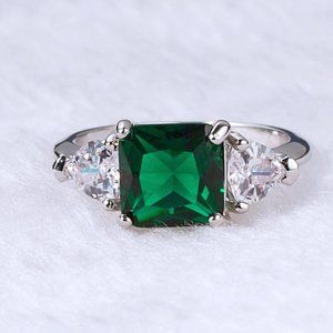 🎀Dainty Square Gemstone Zircon Princess Cut Green Rings for Women, EVGG1240